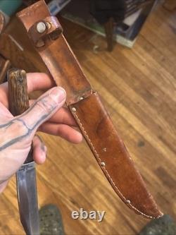 Vintage Crane Brand Cutlery Bowie Knife & Sheath Kissing Crane Robert Klass