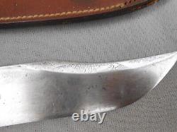 Vintage Crocodile Bowie Hunting Knife Stag Handle With Crocodile Etch H Duty