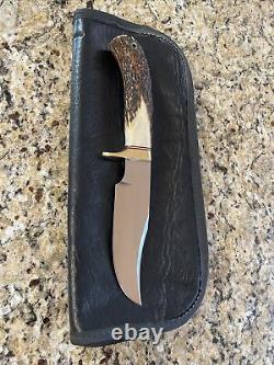 Vintage Custom LILE Handmade Stag Knife, Model 19, Made In 1995, with Pouch