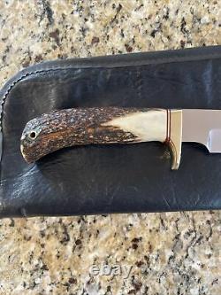 Vintage Custom LILE Handmade Stag Knife, Model 19, Made In 1995, with Pouch