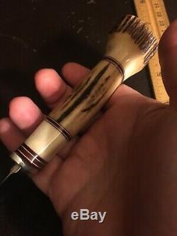 Vintage Custom Morseth Knife 3 Piece Stag Handle Handmade Hunting