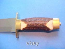Vintage Cva Italy Hunting Bowie Knife Leather Sheath Upgraded Elk Stag Handle