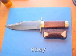 Vintage Cva Italy Hunting Bowie Knife Leather Sheath Upgraded Elk Stag Handle