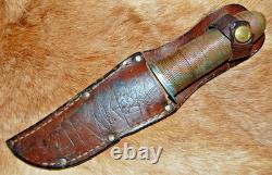 Vintage DASCO Damascus Steel Products Corp. Fixed Blade Hunting Knife & Sheath