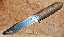 Vintage DASCO Damascus Steel Products Corp. Fixed Blade Hunting Knife & Sheath