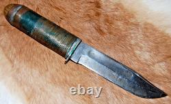 Vintage DASCO Damascus Steel Products Corp. Fixed Blade Hunting Knife & Sheath