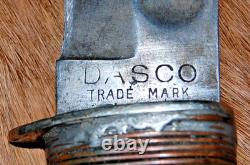 Vintage DASCO Damascus Steel Products Corp. Fixed Blade Hunting Knife & Sheath