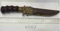 Vintage Dagger Knife Blade Fixed Steel Handle Hunting Brass Men's Rare Old 20th