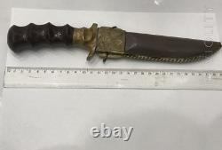 Vintage Dagger Knife Blade Fixed Steel Handle Hunting Brass Men's Rare Old 20th