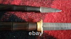 Vintage Dagger Knife Blade Steel Fixed Handle Brass Art Men's Pair Rare Old 20th