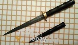 Vintage Dagger Knife Blade Steel Fixed Handle Brass Art Men's Pair Rare Old 20th