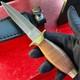 Vintage Dagger Knife Fixed Leopard Wood Handle Leather Sheath Men's France Rare