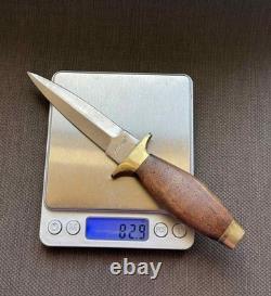 Vintage Dagger Knife Fixed Leopard Wood Handle Leather Sheath Men's France Rare