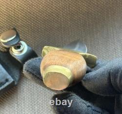 Vintage Dagger Knife Fixed Leopard Wood Handle Leather Sheath Men's France Rare