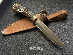Vintage Dagger Knife Fixed Soligen Handmade Handle Engraved Germany Sheath Blade