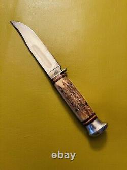 Vintage ERN SOLINGEN Germany Fixed Blade Hunting Knife Sheath Leather Belt Crown