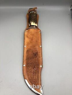 Vintage Edge Brand 485 Solingen Germany Fixed Blade Hunting Knife Leather Sheath