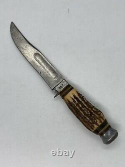 Vintage Edge Brand Solingen Germany Model 457 Stag Handle Hunting Knife Rare T1