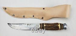 Vintage Edge Mark Solingen Germany Stag Handle Fixed Blade Knife # 457 with Sheath