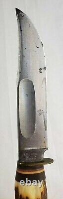 Vintage Edge Mark Solingen Germany Stag Handle Fixed Blade Knife # 457 with Sheath