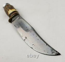 Vintage Edge Mark Solingen Germany Stag Handle Fixed Blade Knife # 457 with Sheath