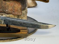 Vintage Finnish Signed Puck Knife with Original Sheath Birch Handle-2100.26