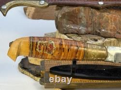 Vintage Finnish Signed Puck Knife with Original Sheath Birch Handle-2100.26