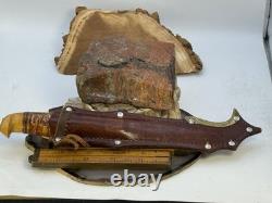 Vintage Finnish Signed Puck Knife with Original Sheath Birch Handle-2100.26