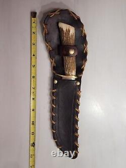 Vintage Fixed Blade Hunting Knife & Case, by MORK, c 1980'S, Free Shipping