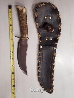 Vintage Fixed Blade Hunting Knife & Case, by MORK, c 1980'S, Free Shipping