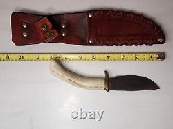 Vintage Fixed Blade Hunting Knife & Case, by MORK, c 1980'S, Free Shipping