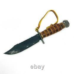 Vintage Fixed Blade Survival Knife & Sharpener Stone, with Leather Handle & Sheath