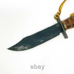 Vintage Fixed Blade Survival Knife & Sharpener Stone, with Leather Handle & Sheath