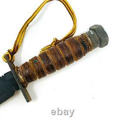 Vintage Fixed Blade Survival Knife & Sharpener Stone, with Leather Handle & Sheath