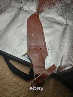 Vintage Full Tang Hunting Bowie Knife 9.5 Wood Handle + Sheath Pakistan