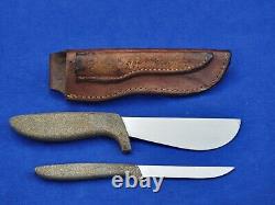 Vintage Gerber Flayer + Pixie Combo knife Armorhide Handle + Leather Sheath