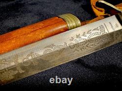 Vintage German Germany Solingen Stiletto Boot Engraved Hunting Knife With Sheath