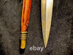 Vintage German Germany Solingen Stiletto Boot Engraved Hunting Knife With Sheath