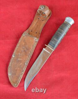 Vintage German Hunting Knife + Leather Sheath Set Rare