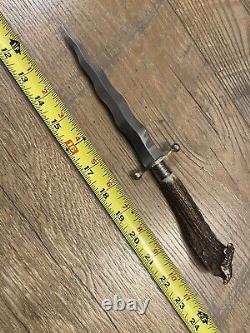 Vintage Germany Solingen Stag Kris Blade Hunting Knife withCoin Pommel Rare