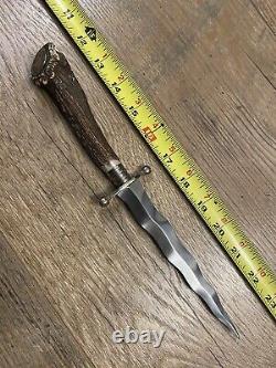 Vintage Germany Solingen Stag Kris Blade Hunting Knife withCoin Pommel Rare