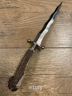 Vintage Germany Solingen Stag Kris Blade Hunting Knife withCoin Pommel Rare
