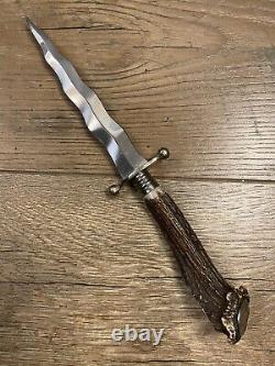 Vintage Germany Solingen Stag Kris Blade Hunting Knife withCoin Pommel Rare