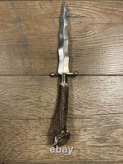 Vintage Germany Solingen Stag Kris Blade Hunting Knife withCoin Pommel Rare