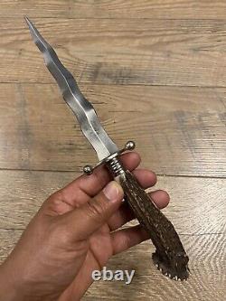 Vintage Germany Solingen Stag Kris Blade Hunting Knife withCoin Pommel Rare