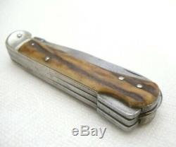 Vintage H. BOKER & CO SOLINGEN Nr. 700 DRGM Folding Hunting Knife Tri-Locking