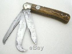 Vintage H. BOKER & CO SOLINGEN Nr. 700 DRGM Folding Hunting Knife Tri-Locking