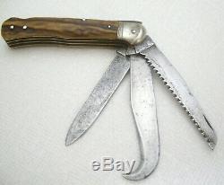 Vintage H. BOKER & CO SOLINGEN Nr. 700 DRGM Folding Hunting Knife Tri-Locking