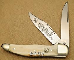 Vintage HEN & ROOSTER Solingen Yukon Folding Hunter Knife Bone Handles Mint