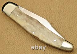 Vintage HEN & ROOSTER Solingen Yukon Folding Hunter Knife Bone Handles Mint
